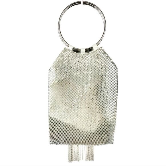 NEW Charming Charlie 90s Y2K Fringe Ring Handle Glitz Hand Bag - Picture 6 of 7